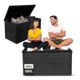 Skrzynia ogrodowa 680L - ciemnoszara z siedziskiem - Padda GRINDI IN THE GARDEN - 2