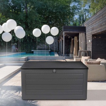 Skrzynia ogrodowa 680L - ciemnoszara z siedziskiem - Padda GRINDI IN THE GARDEN - 14