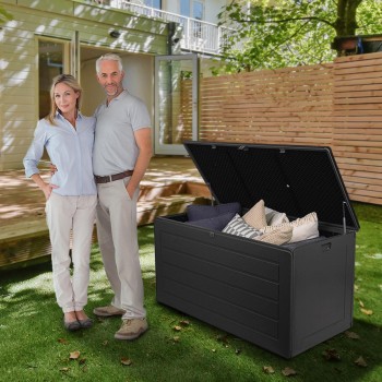 Skrzynia ogrodowa 680L - ciemnoszara z siedziskiem - Padda GRINDI IN THE GARDEN - 13
