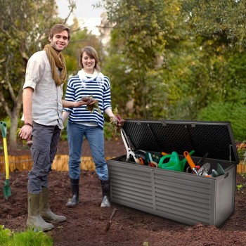 Skrzynia ogrodowa - Larus 390 litrów - ciemnoszara GRINDI IN THE GARDEN - 17