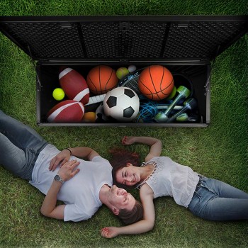 Skrzynia ogrodowa - Larus 390 litrów - czarna GRINDI IN THE GARDEN - 12