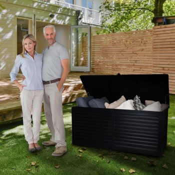 Skrzynia ogrodowa 490L czarna z siedziskiem - Columba GRINDI IN THE GARDEN - 19
