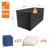 Skrzynia ogrodowa 570L - czarna z siedziskiem - Rissa I GRINDI IN THE GARDEN - 3