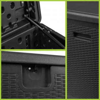 Skrzynia ogrodowa 570L - czarna z siedziskiem - Rissa I GRINDI IN THE GARDEN - 11