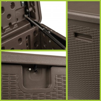 Skrzynia ogrodowa 570L - brązowa z siedziskiem - Rissa I GRINDI IN THE GARDEN - 10