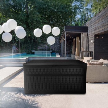 Skrzynia ogrodowa 870L - czarna z siedziskiem - Rissa II GRINDI IN THE GARDEN - 13