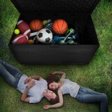 Skrzynia ogrodowa 870L - czarna z siedziskiem - Rissa II GRINDI IN THE GARDEN - 16