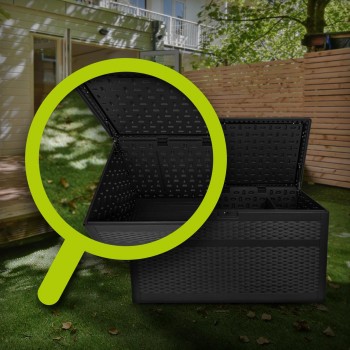 Skrzynia ogrodowa 870L - czarna z siedziskiem - Rissa II GRINDI IN THE GARDEN - 12