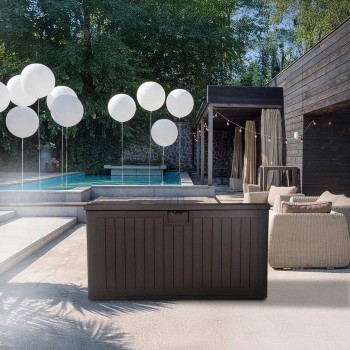 Skrzynia ogrodowa 570L - brązowa z siedziskiem - Treeline I GRINDI IN THE GARDEN - 14