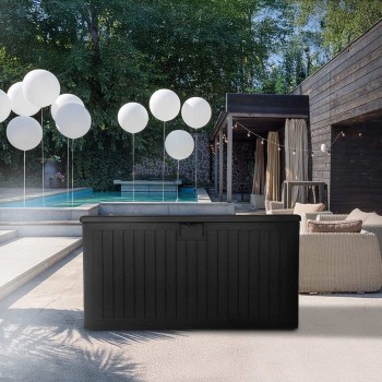 Skrzynia ogrodowa 870L - czarna z siedziskiem - Treeline II GRINDI IN THE GARDEN - 13