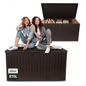 Skrzynia ogrodowa 870L - brązowa  z siedziskiem - Treeline II GRINDI - 2