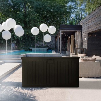 Skrzynia ogrodowa 870L - brązowa  z siedziskiem - Treeline II GRINDI - 14