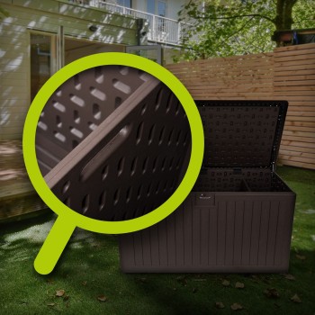 Skrzynia ogrodowa 870L - brązowa  z siedziskiem - Treeline II GRINDI - 12