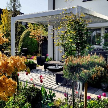 Pergola tarasowa, biała aluminiowa z otwieranym dachem - Kea II 3x4m GRINDI IN THE GARDEN - 6