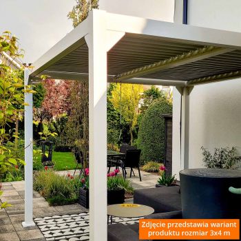 Pergola tarasowa, biała aluminiowa z otwieranym dachem - Kea I 3x3m GRINDI IN THE GARDEN - 6