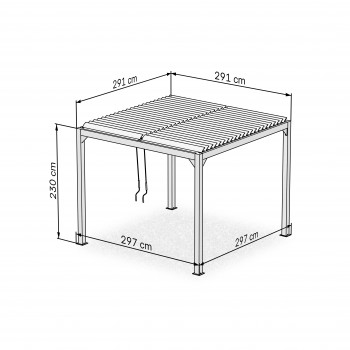 Pergola tarasowa, szara aluminiowa z otwieranym dachem - Kea I 3x3m GRINDI IN THE GARDEN - 9