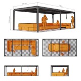Pergola tarasowa, szara aluminiowa z otwieranym dachem - Kea V 8x4m GRINDI IN THE GARDEN - 3