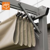 Pergola tarasowa szara z beżowym poszyciem - Irda I 2,9x2,9m GRINDI IN THE GARDEN - 9