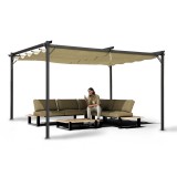 Pergola tarasowa szara z beżowym poszyciem - Irda II 2,9x3,9m GRINDI IN THE GARDEN - 5