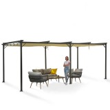 Pergola tarasowa szara z beżowym poszyciem - Irda IV 3x6m GRINDI IN THE GARDEN - 5