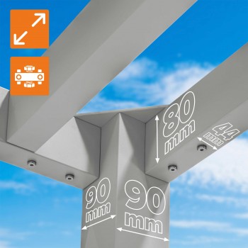 Pergola tarasowa aluminiowa - TASOS I - 3x3m biała GRINDI - 7