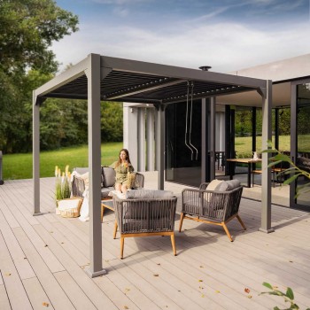 Pergola tarasowa, szara aluminiowa z otwieranym dachem - Kea II 3x4m GRINDI IN THE GARDEN - 9