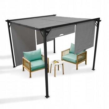 Pergola tarasowa ogrodowa - stalowa - Delos I 2,9x2,9m szara GRINDI IN THE GARDEN - 2