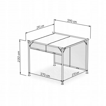 Pergola tarasowa ogrodowa - stalowa - Delos I 2,9x2,9m szara GRINDI IN THE GARDEN - 3