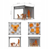 Pergola tarasowa ogrodowa - stalowa - Delos I 2,9x2,9m szara GRINDI IN THE GARDEN - 4