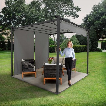 Pergola tarasowa ogrodowa - stalowa - Delos I 2,9x2,9m szara GRINDI IN THE GARDEN - 6