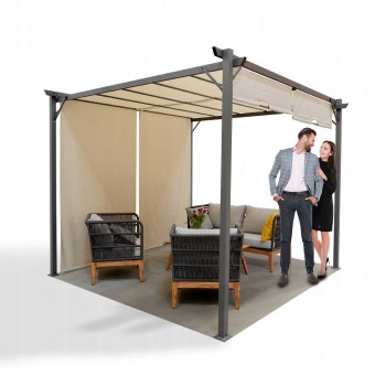 Pergola tarasowa ogrodowa - stalowa - Delos I 2,9x2,9m beżowa GRINDI IN THE GARDEN - 2