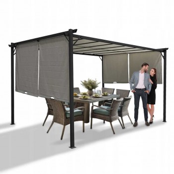 Pergola tarasowa ogrodowa - stalowa - Delos II 2,9x3,9m - szara GRINDI IN THE GARDEN - 2