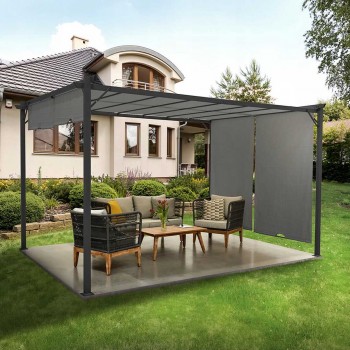 Pergola tarasowa ogrodowa - stalowa - Delos II 2,9x3,9m - szara GRINDI IN THE GARDEN - 6