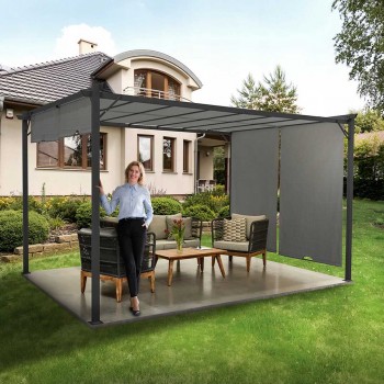 Pergola tarasowa ogrodowa - stalowa - Delos II 2,9x3,9m - szara GRINDI IN THE GARDEN - 7