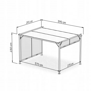 Pergola tarasowa ogrodowa - stalowa - Delos II 2,9x3,9m beżowa GRINDI IN THE GARDEN - 3