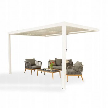 Pergola tarasowa przyścienna aluminiowa, biała - Kea VII 4x3m GRINDI IN THE GARDEN - 2