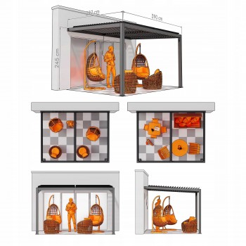 Pergola tarasowa przyścienna aluminiowa, biała - Kea VII 4x3m GRINDI IN THE GARDEN - 4