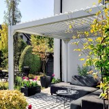 Pergola tarasowa przyścienna aluminiowa, biała - Kea VII 4x3m GRINDI IN THE GARDEN - 6