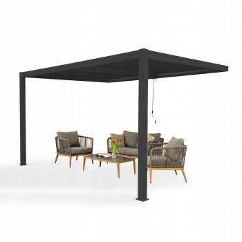 Pergola tarasowa przyścienna aluminiowa, szara - Kea VII 4x3m GRINDI IN THE GARDEN - 2