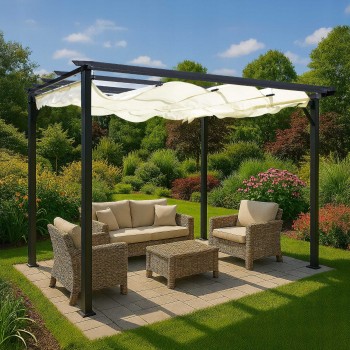 Pergola tarasowa ogrodowa - metalowa - Milos I 3x3m beżowa GRINDI IN THE GARDEN - 10