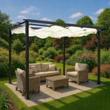 Pergola tarasowa ogrodowa - metalowa - Milos I 3x3m beżowa GRINDI IN THE GARDEN - 10