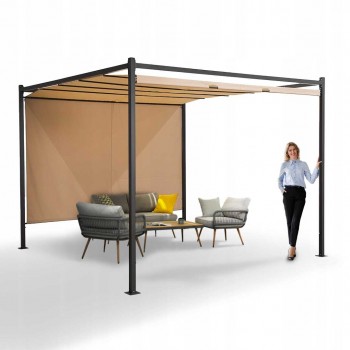 Pergola tarasowa ogrodowa - metalowa - Naxos 3x3m beżowa GRINDI IN THE GARDEN - 2