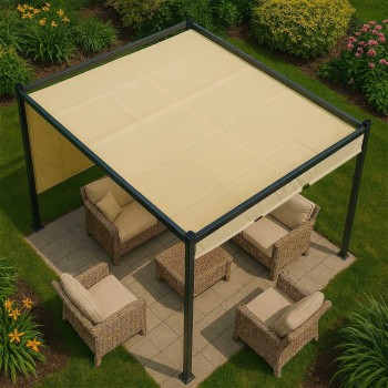 Pergola tarasowa ogrodowa - metalowa - Naxos 3x3m beżowa GRINDI IN THE GARDEN - 4