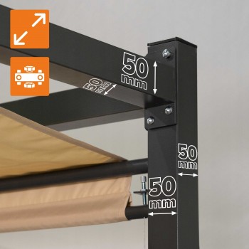 Pergola tarasowa ogrodowa - metalowa - Naxos 3x3m beżowa GRINDI IN THE GARDEN - 5