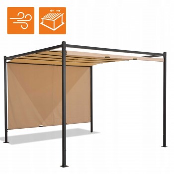 Pergola tarasowa ogrodowa - metalowa - Naxos 3x3m beżowa GRINDI IN THE GARDEN - 8
