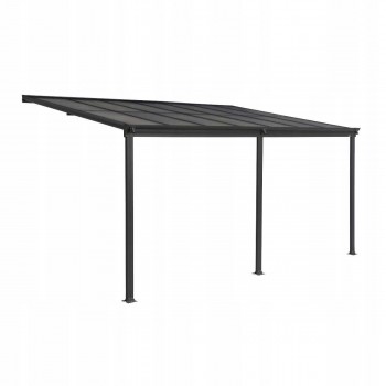 Pergola tarasowa przyścienna aluminiowa, szara - Nea II 4,3x3m GRINDI IN THE GARDEN - 2