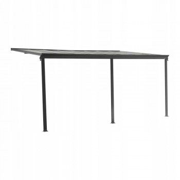 Pergola tarasowa przyścienna aluminiowa, szara - Nea II 5x3m GRINDI - 2