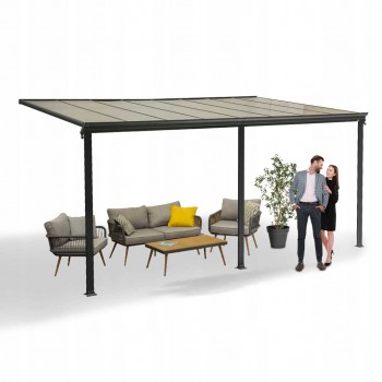 Pergola tarasowa przyścienna aluminiowa, szara - Nea II 5x3m GRINDI - 4