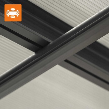 Pergola tarasowa przyścienna aluminiowa, szara - Nea II 5x3m GRINDI - 7