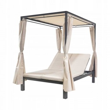 Pergola leżak ogrodowy z zadaszeniem - Kayan I - 207x147x205 szara GRINDI - 2